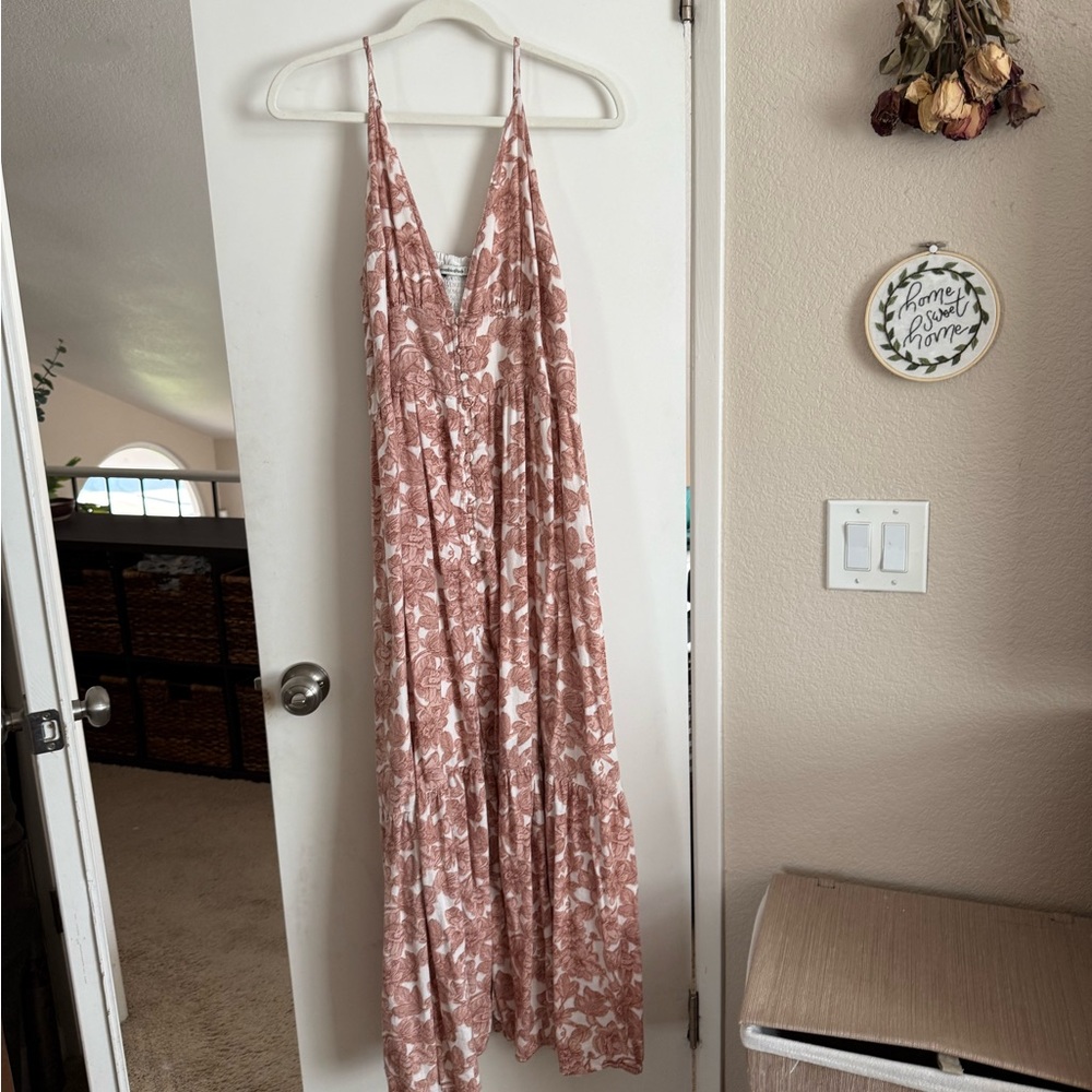 Abercrombie & Fitch Floral Maxi Dress in Pink and White